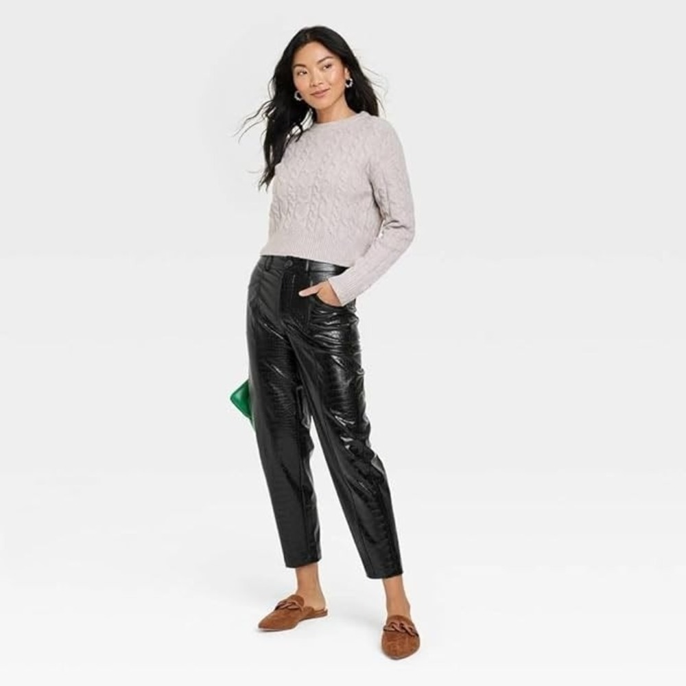 Women's Faux Croc Pants by A New Day Black Size 8 New‎ With Tags